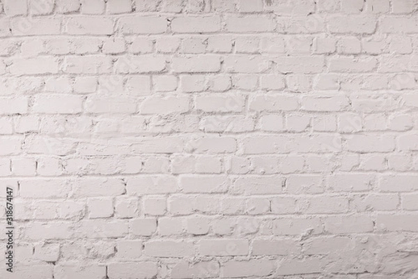 Fototapeta White Brick Wall backdrop, copy space
