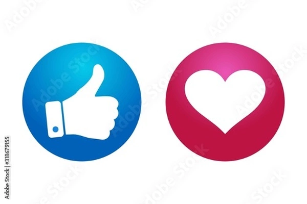 Fototapeta high quality 3d vector round blue red cartoon bubble emoticons for social media Facebook Instagram Whatsapp chat comment reactions, icon template like love heart emoji character message