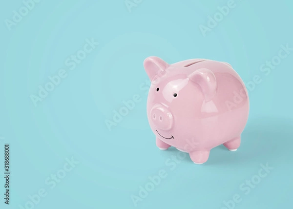 Fototapeta Pink Piggy Bank isolated on background