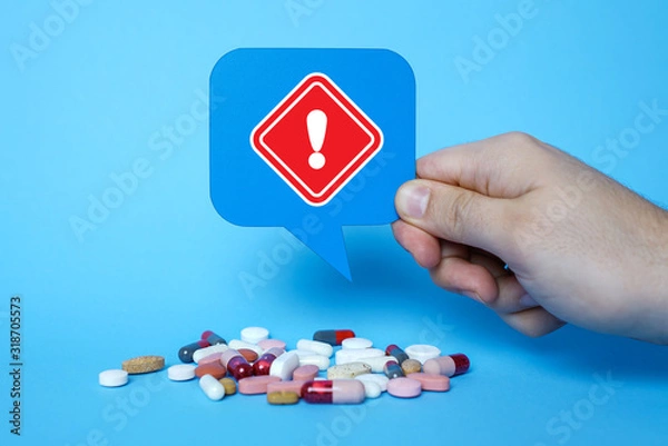 Fototapeta Exclamation mark, warning and safety concept