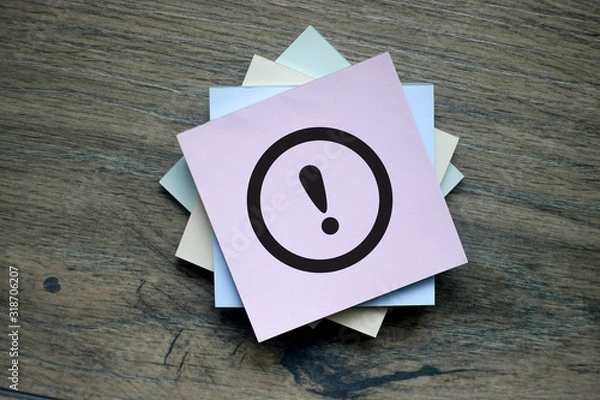 Fototapeta Exclamation mark, warning and safety concept