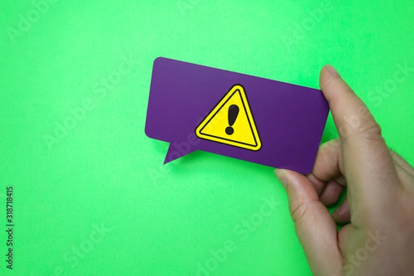 Fototapeta Exclamation mark, warning and safety concept
