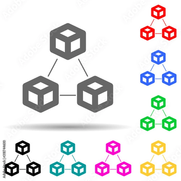 Fototapeta blockchain multi color style icon. Simple glyph, flat vector of crypto icons for ui and ux, website or mobile application