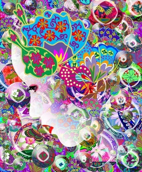 Obraz 蝶と女００５