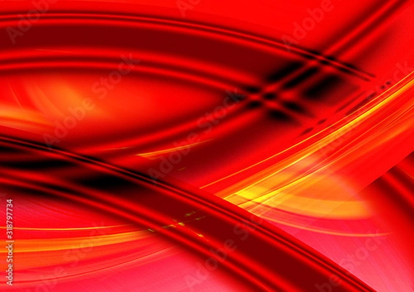 Fototapeta Abstract illustration of dynamic linear red motion on black background