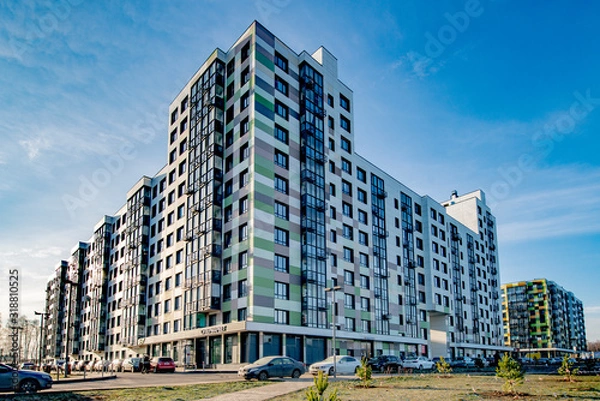 Fototapeta  Facade of a modern multi-storey residential building in Moscow
