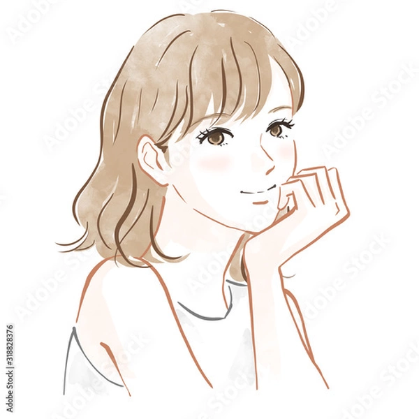 Obraz 頬杖をつく女性