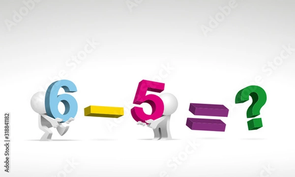 Obraz Simplified man Mathematics Six minus Five
