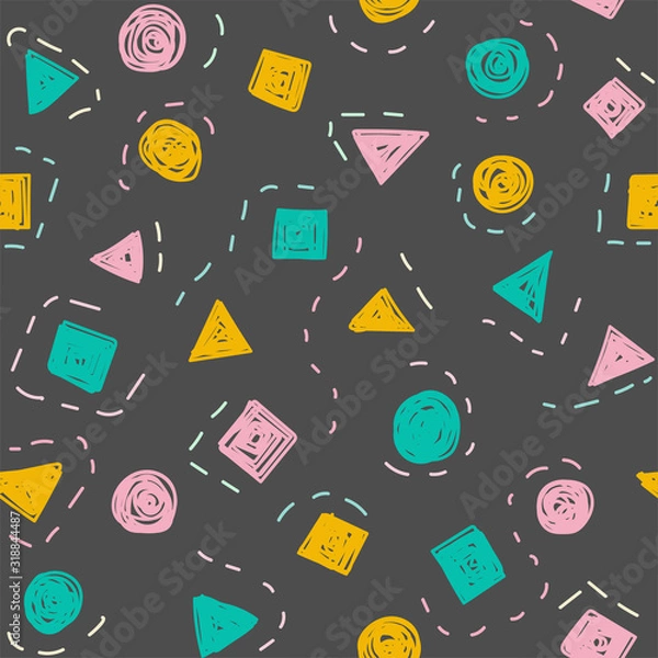 Obraz Simple cute geometry shape color doodle seamless pattern background