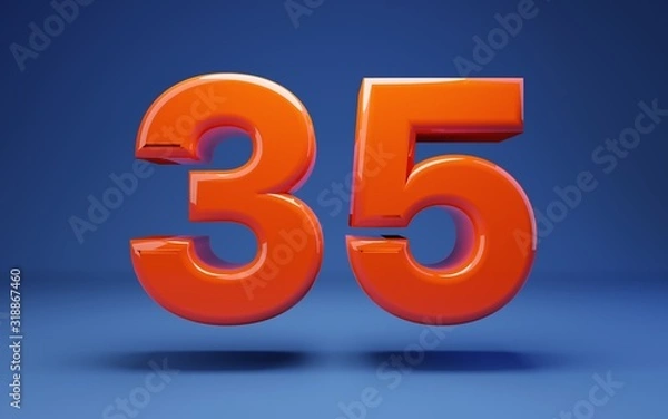 Fototapeta Lush Lava 3d number 35. 3D rendering. Best for anniversary, birthday party, celebration.