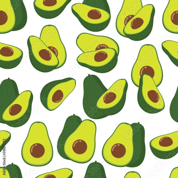 Fototapeta Green vector avacado seamless pattern background