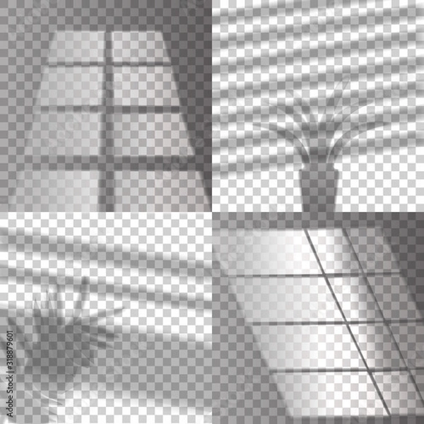 Fototapeta Window Overlay Effect Transparent Shadow Set. Vector