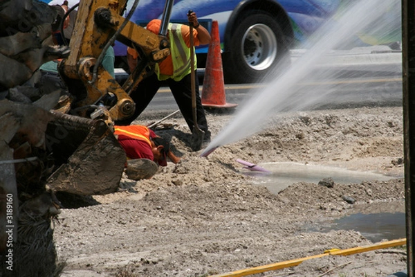 Obraz construction workers sprung a leak
