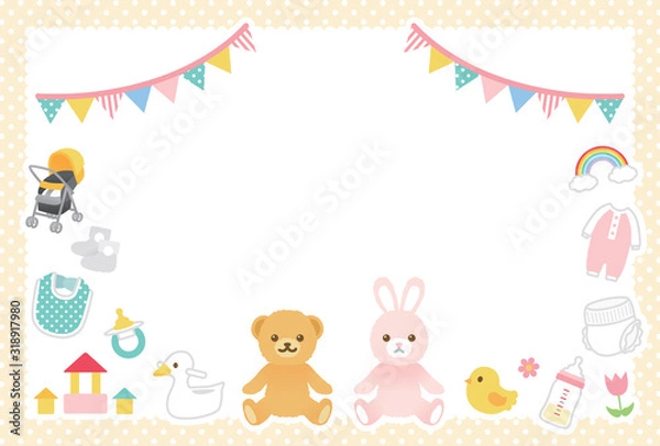 Fototapeta 赤ちゃん　ベビーグッズ　ポストカード　イラスト