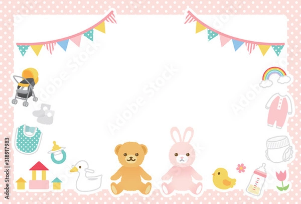 Obraz 赤ちゃん　ベビーグッズ　ポストカード　イラスト