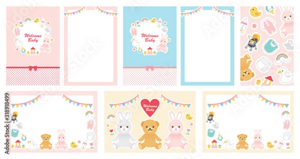 Fototapeta 赤ちゃん　ベビーグッズ　ポストカード　イラストセット