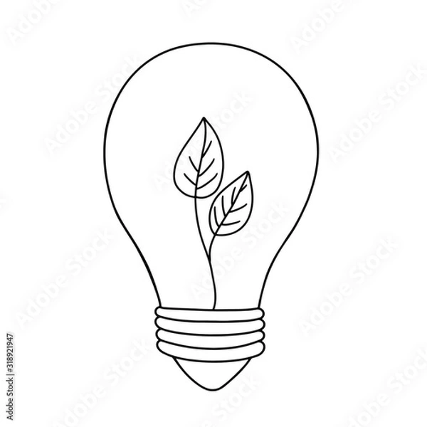 Obraz Eco light bulb concept line icons style. Vector illustration. Hand drawn