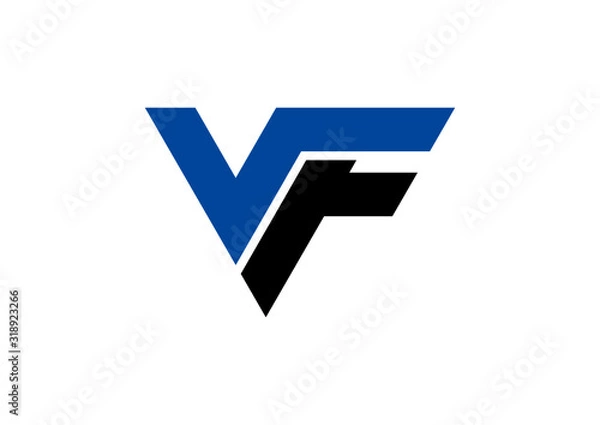 Obraz Letter VF triangle simple logo design vector