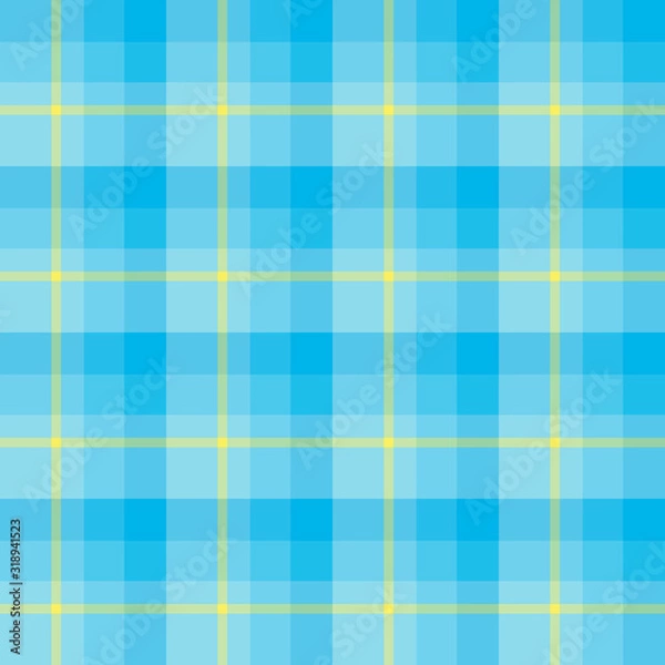 Fototapeta Seamless pattern in wonderful blue and yellow colors for plaid, fabric, textile, clothes, tablecloth and other things. Vector image.