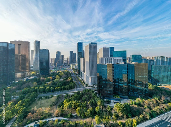 Fototapeta city skyline in hangzhou china