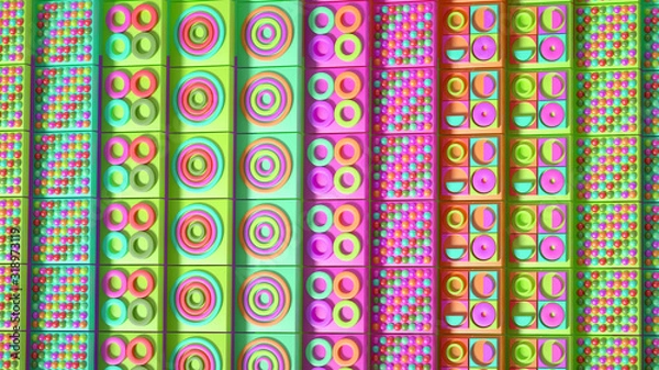 Fototapeta Beautiful colorful vibrant pattern. 3d illustration, 3d rendering.