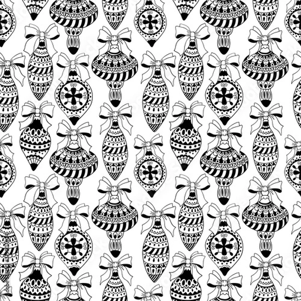 Obraz Christmas vector pattern. Seamless pattern with Christmas balls