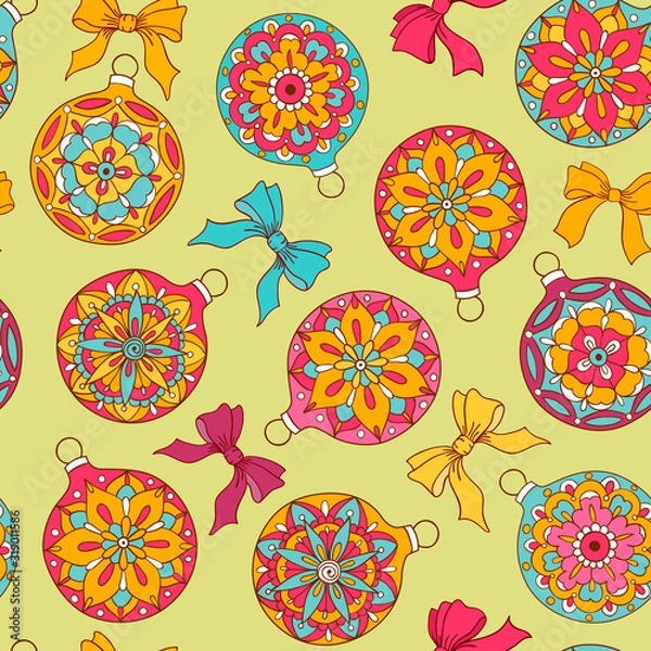 Obraz Christmas vector pattern. Seamless pattern with Christmas balls