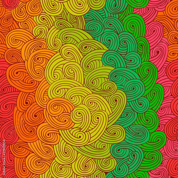 Obraz Vector abstract hand-drawn waves texture. Colorful waves backdrop
