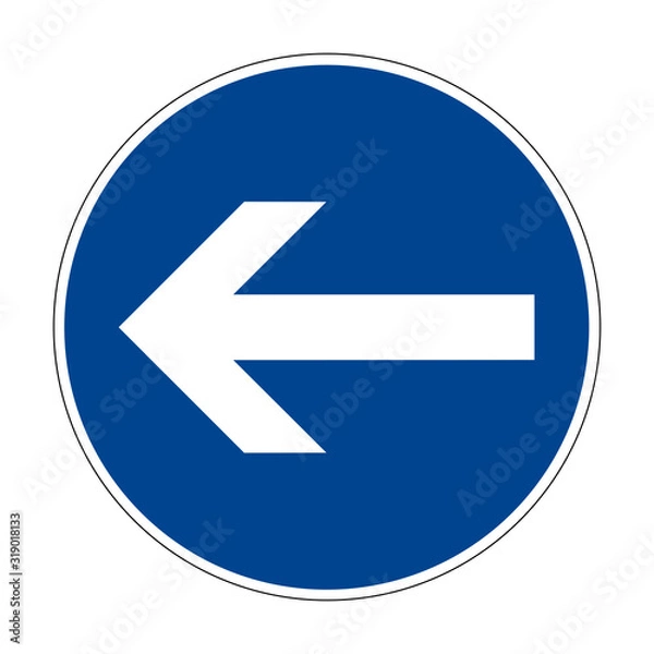 Fototapeta Turn left here. Left turn. Road sign of Germany. Europe. Vector graphics.