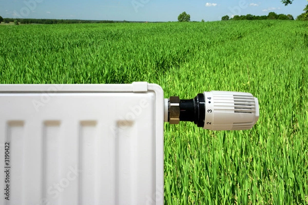 Obraz radiator on a green field