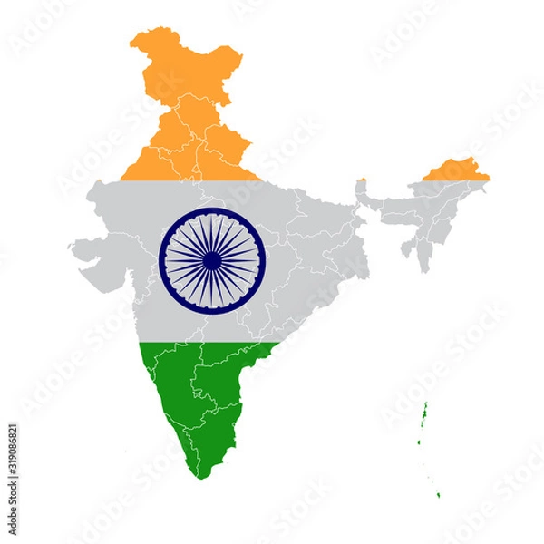 Fototapeta インド　 国旗　地図　アイコン