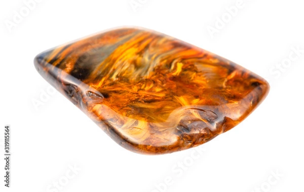 Fototapeta umbled Pietersite gemstone isolated on white