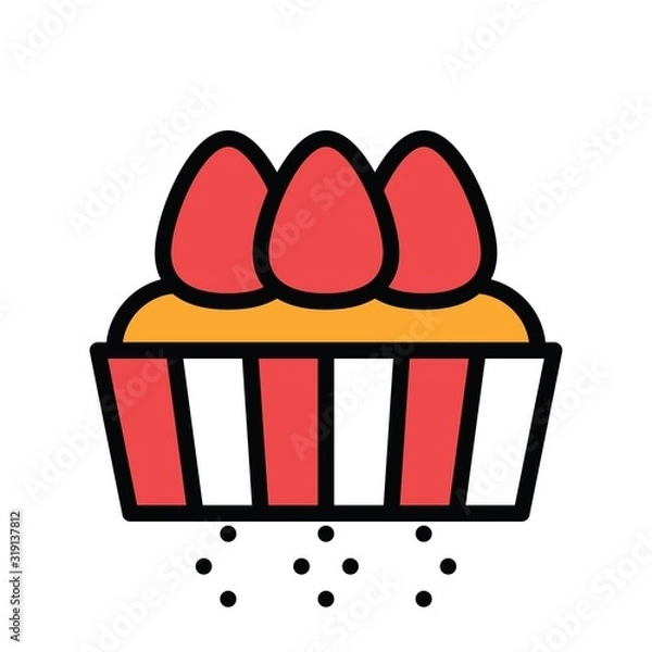 Fototapeta sweets and candy related cupcake with strawberry's vector with editable stroke