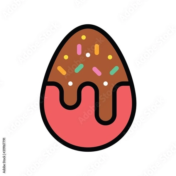 Fototapeta Easter egg with chocolate related sweets and candy vector with editable stroke
