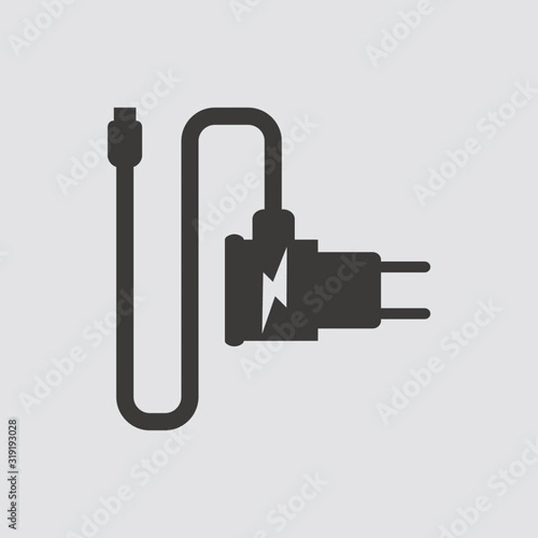 Fototapeta Power adapter icon isolated of flat style. Vector illustration.