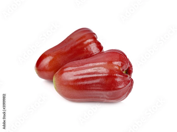 Fototapeta whole fresh red rose apple on white background