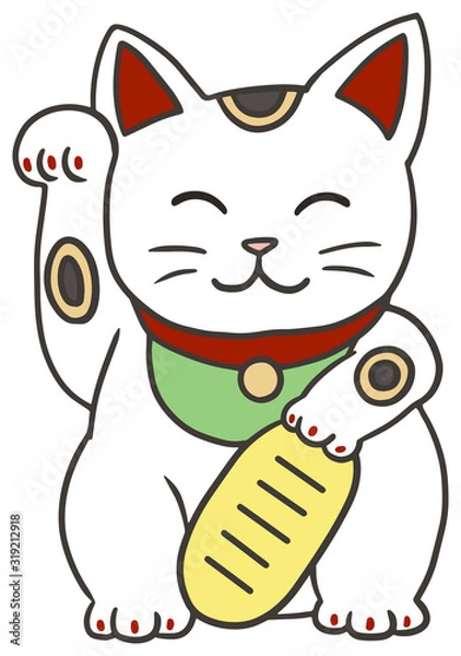 Obraz 白い招き猫のイラスト_1