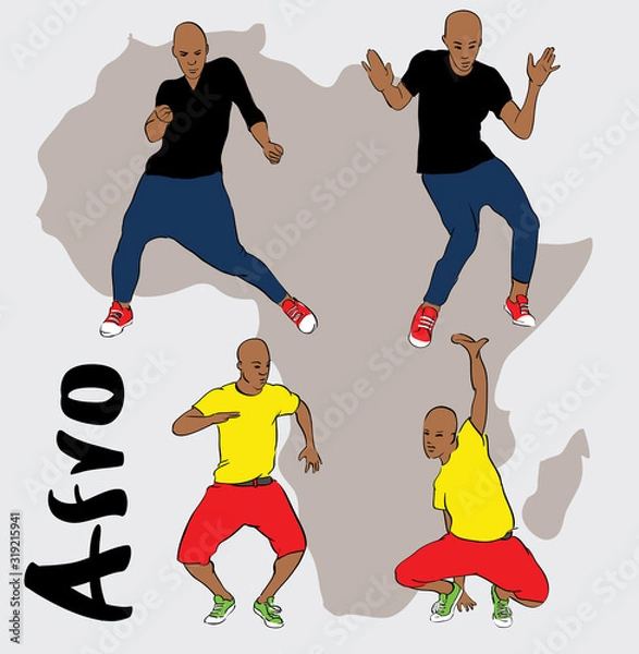 Obraz afro house dancing boys, silhouette