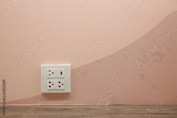 Obraz Plug Socket on the Wall with Pastel Background/Flower