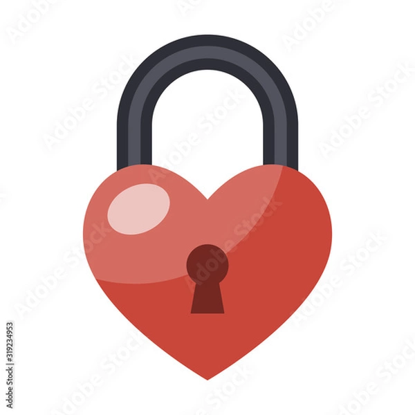 Obraz heart lock isolated flat color icon
