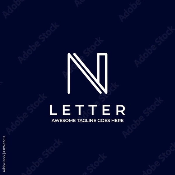 Fototapeta Vector Logo Illustration Abstract Letter N Line Art Style