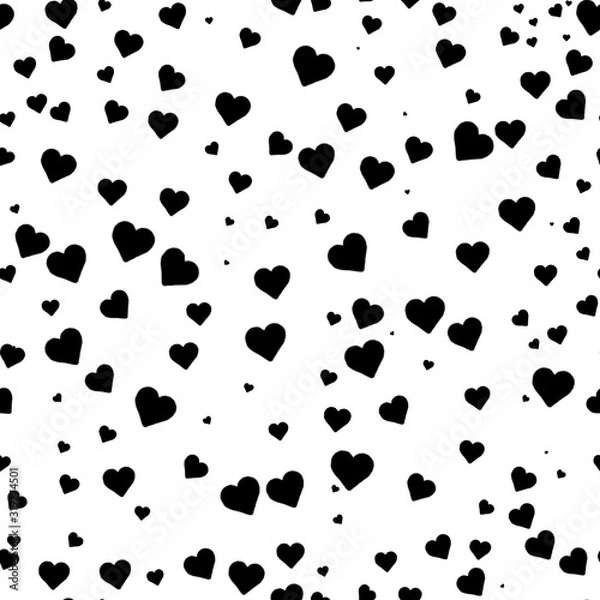 Obraz seamless pattern from black hearts on a white background. Valentine's day