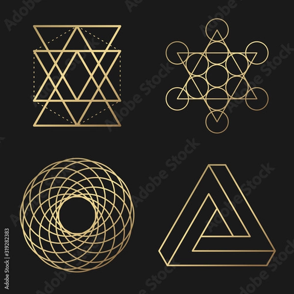 Obraz Sacred geometry golden vector design elements collection