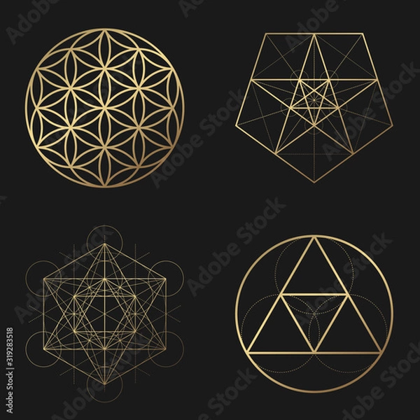 Obraz Sacred geometry golden vector design elements collection