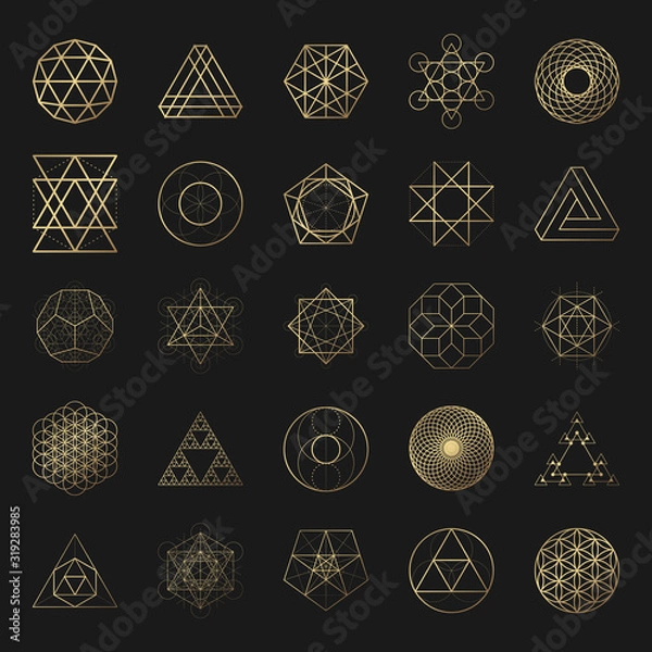 Obraz Sacred geometry golden vector design elements collection