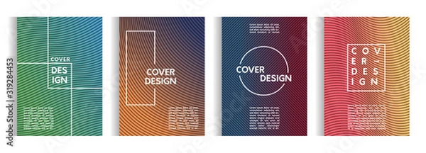 Fototapeta set of design templates with abstract lines on the background of a stylish gradient for posters, brochures, albums