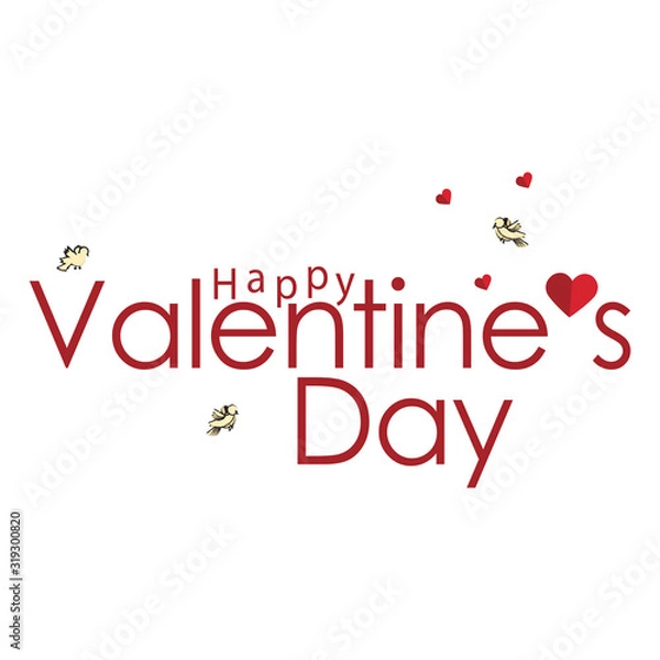 Fototapeta Valentines day background with heart pattern and typography of happy valentines day text . Vector illustration. Wallpaper, flyers, invitation, posters, brochure, banners.