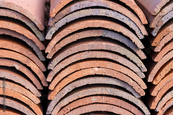 Obraz stacked clay roofing tiles 