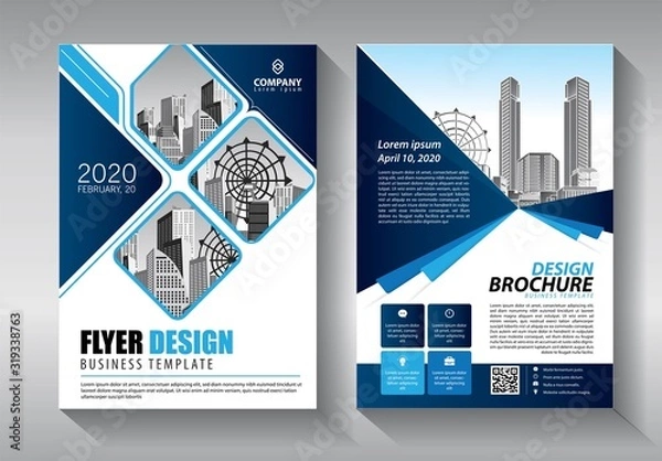 Fototapeta Business abstract vector template. Brochure design, cover modern layout, annual report, poster, flyer in A4 with colorful triangles, geometric shapes for tech, science, market with light background