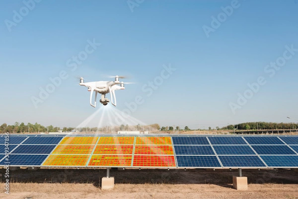 Obraz Using thermal drones in solar panel inspections.